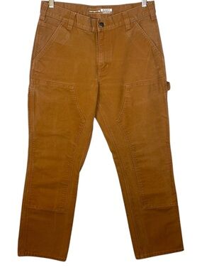 Carhartt Distressed Double Knee Pants 32x30 Brown Rugged Flex Carpenter